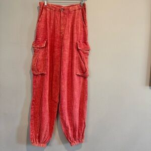 Oli & Hali Cargo Jogger Pants Cotton Gauze Boho Lagenlook S